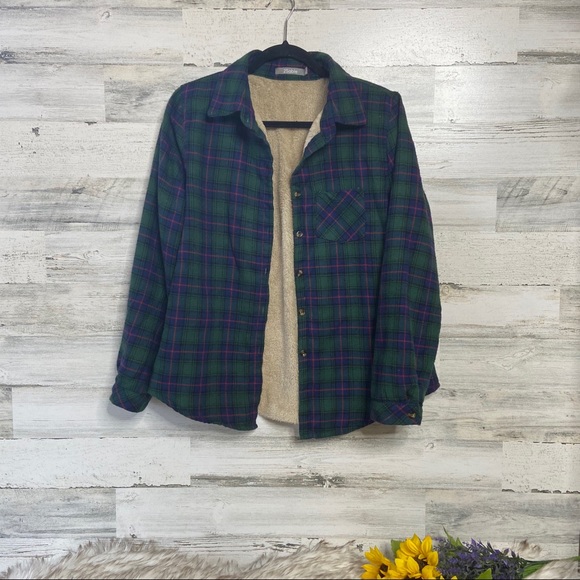 Fleece-lined Flannel Shirt / Jacket / Coat - Picture 3 of 8